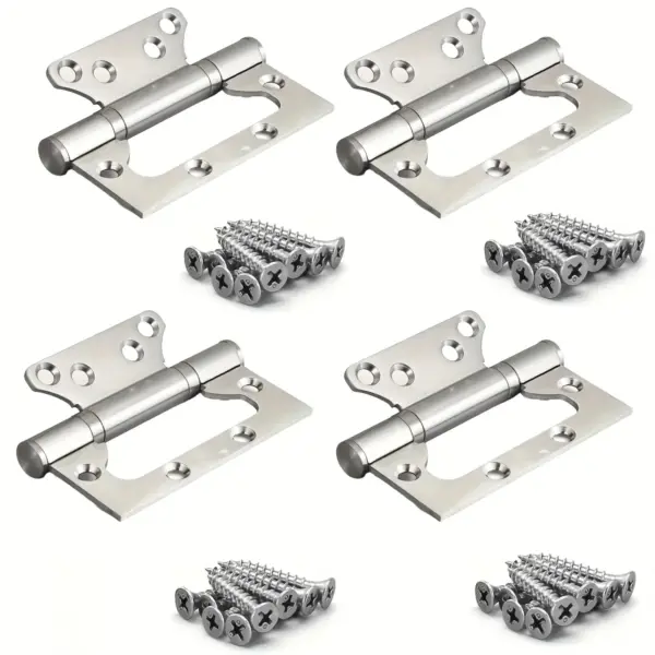 4pcs of heavy-duty silent thickened stainless steel door hinges - high load-bearing capacity supports 360° rotation,Sleek Design
