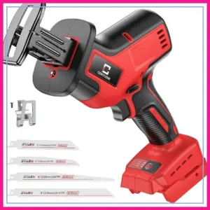 Cordless Brushless Reciprocating Saw, Compatible with 18V Batteries, Tool-Free Blade Change, 4 Blades Included