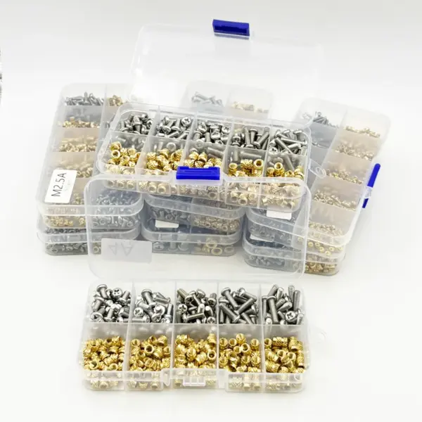 Brass Insert Nut Screw Set Hot Melt Knurled Thread Heat Injection Molding Embedment Copper Nut and Bolt M2 M3 M4 M5 M6 3D Print