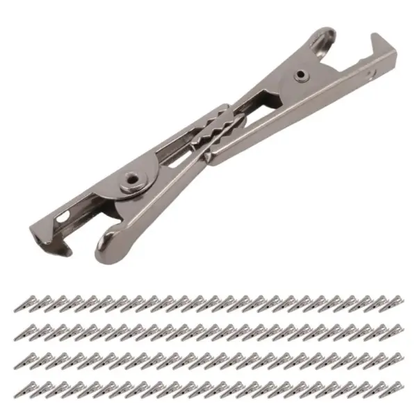 PZHI-100PCS 1.06IN / 27Mm Mini Metal Alligator Clips, Crocodile Clamps Silver Tone Nickel Plated Test Line Spring Clamps.