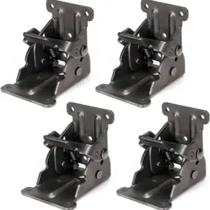 4Pcs Foldable Bracket Folding Locking Hinge Lock Extension Support Bracket Self-Lock Hinge with Screws for Table Bed Leg Feet