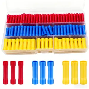 80/150PCS Butt Wire Connectors Kit, AWG 22-10 PVC Insulated Electrical Crimp Terminals for Automotive Marine DIY Wiring Repair