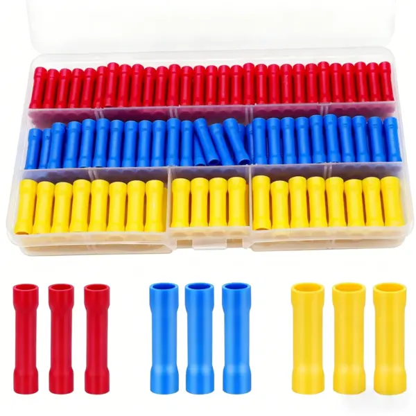 80/150PCS Butt Wire Connectors Kit, AWG 22-10 PVC Insulated Electrical Crimp Terminals for Automotive Marine DIY Wiring Repair