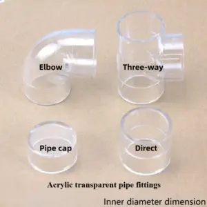Acrylic Transparent Pipe Fittings, Transparent Elbows, Tees, Pipe Caps, and Direct Heads Made of Organic Glass