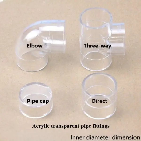 Acrylic Transparent Pipe Fittings, Transparent Elbows, Tees, Pipe Caps, and Direct Heads Made of Organic Glass