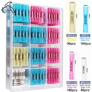 80/130/220/350PCS/Box Heat Shrink Butt Wire Connector Kit Insulated Waterproof Electrical Wire Crimp Terminals Butt Splice Kit
