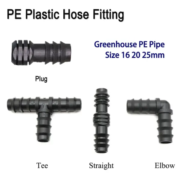 5/10pcs Greenhouse PE Pipe 16 20 25 mm Tee Straight Elbow Plug Irrigation Pipe Fitting Micro Spray Irrigation Accessories