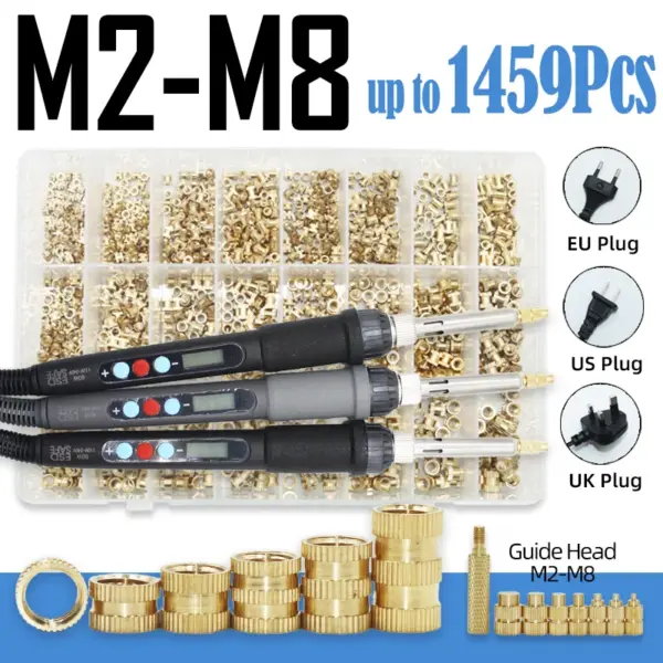 Threaded Heat Set Insert Digital Electric Soldering Iron Tip M2 M3 M4 M5 M6 M8 3D Printer Plastic Brass Nut Embed Insertion Tool