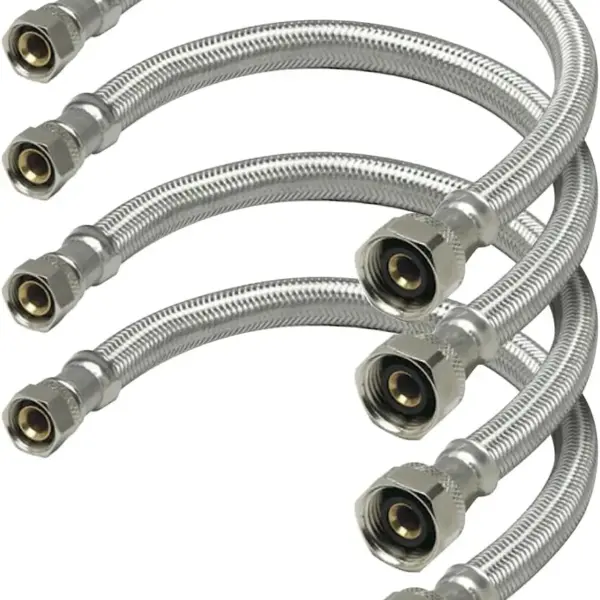 Faucet Hose Connector 12" Length, 1/2" IPS X 3/8" Comp FIP Flexible Braided Stainless Steel Supply Line, Bathroom Kitche