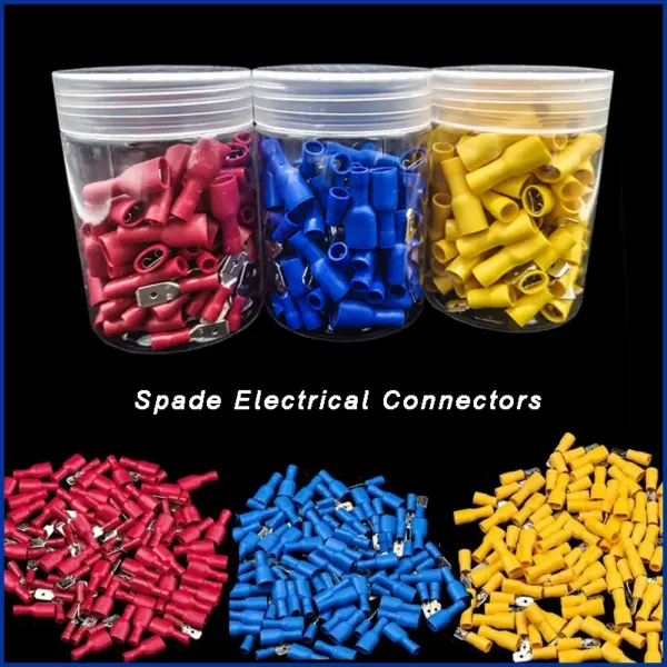 100/300Pcs Insulated 12-10/16-14/22-18AWG Spade Electrical Connectors Crimp Male & Female Connectors Kits