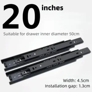 Black Drawer Slides Smooth Operation Heavy Duty Dresser Runners Easy Installation Steel Full Extension Rails Wardrobe