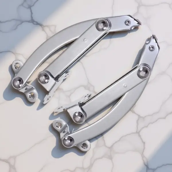 2Pcs Heavy Duty Gas Spring Strut Cabinet Lid Support Lift Hinge Stopper for Cupboard Door Full Stage Damping 90 Deg Satin Silver