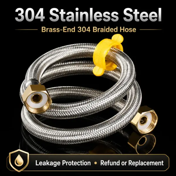 G1/2 304 Stainless Steel Braided Hose with Brass Nut Explosion-Proof Inlet Flexible Pipe for Toilet Water Heater Faucet