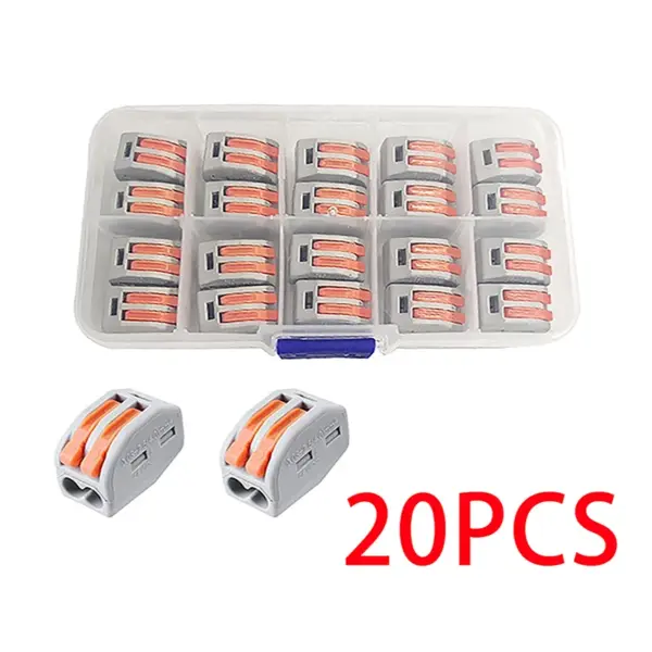 20pcs Lever Wire Nut Connectors, Compact Splicing Wire Connector, 2 Port Electrical Connectors Assortment Kit For Quick Wiring 2