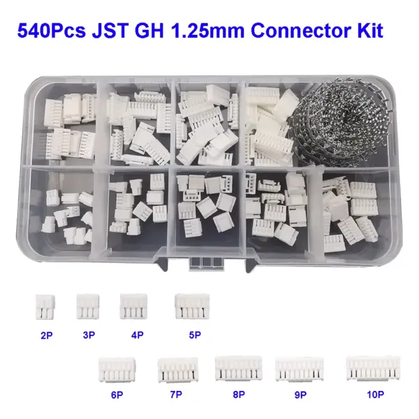 540Pcs Box JST GH 1.25mm Connector Kit 2/3/4/5/6/7/8/9/10 Pin Housing Female Connectors GH1.25mm Plug Crimp Terminal