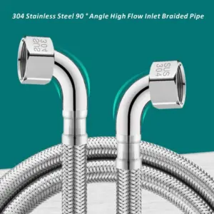 New 1pcs 20-200cm Stainless Steel Braided Flexible Hose Household Water Heater Toilet 90° Bend Pipe Elbow Water Inlet Pipe