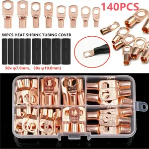 140pcs Wire Lug Connector Ring SC6-25 Copper Connectors Bare Cable Electric Crimp Terminal Connector Kit   5.0   1 Review