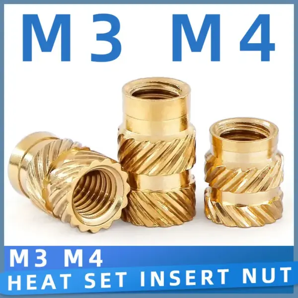 M3 M4 Threaded Insert Nuts for 3D Printing Hot Melt Knurled Heat Set Brass Insert for Embedded Plastic Copper Nut Assortment Kit