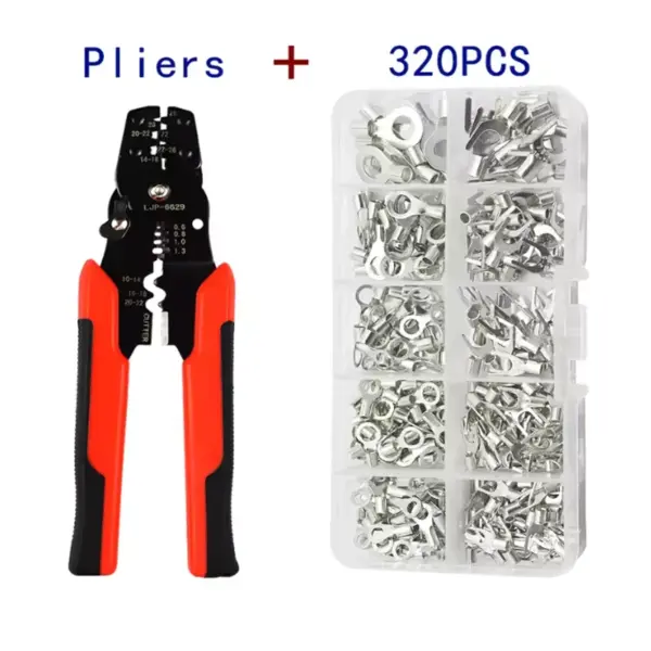 320pcs Crimp Terminal Kit with Electrical Connector U/O Splicing Termination RNB/SNB1.25-4 Wire Connector Cable Termination Plie