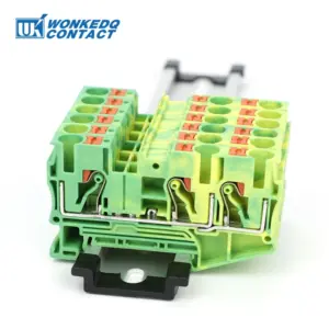 PT6-TW-PE Push-in Ground Terminals 6mm 1-in 2-out Din Rail Terminal Block Earthing Cable Connector Electrical PT 6-TWIN-PE