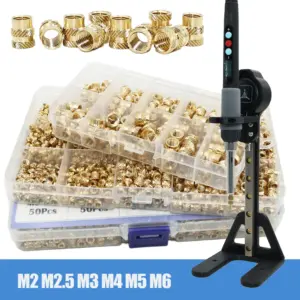 Heat Set Thread Insert Tool Kit M2 M2.5 M3 M4 M5 M6 Brass Hot Melt Insertion Nuts Soldering Iron for Plastic Printing 3D Machine