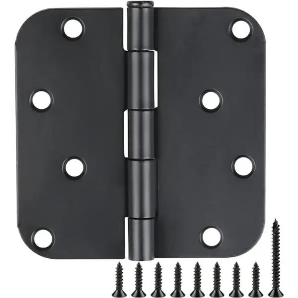 Black Door Hinges 4 Inch x4 Rounded Heavy Duty Exterior Door Hinges Black Matte Black Hinges for Interior Doors, Front/Entry/Hi