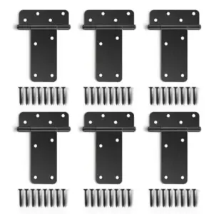 6 inch Gate Hinges, 280 Lbs Capacity, Matte Black Hinges, 4 Pack Heavy Duty Door Hinge, T-Strap Shed Gate Hinges, Wrought Hardw