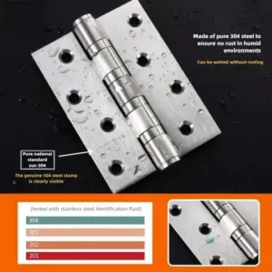Stainless Steel Mute Door Hinge with 4 Inch Bearings 3mm Thick Heavy Duty Load Bearing for Room Doors Gemel Furniture Hardware