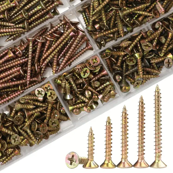 M3.5 M4 Color zinc wood screw set, Phillips head flathead self-tapping screws, countersunk metal screws and drywall screws