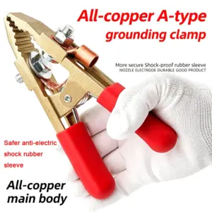 All-copper A-type Grounding Clamp for 200/300/500/800A Welding Machine Grounding Wire Clamp for TIG Machine Welding Torch Clamp