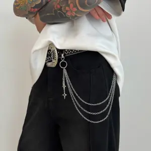 Retro Punk Rock Cross Pants Waist Chain Men Women Jeans Chain Cross Pendant Keychain Jeans Unisex Hip-hop Jewelry Gift