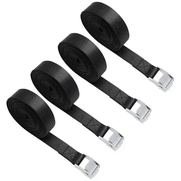 1'' Black Buckle Tie-Down Belt Cargo Straps For Car Motorcycle Bike Luggage Bag With Metal Buckle Tow Rope Strong Ratchet Belt