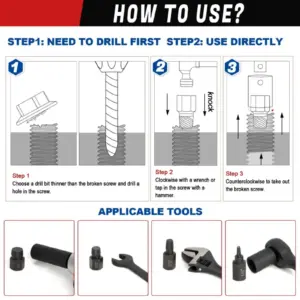 High Performance Screw Extractor Set for Removing Broken Hex Head Bolts Screws and Studs with MultiSpline Spiral Design
