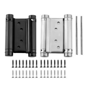 2pcs 3 Inch Double Action Spring Door Hinges Stainless Steel Self-Closing Two-Way Door Swing Hinge Adjustable Tension Heavy Duty