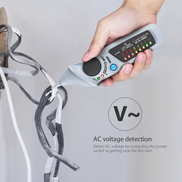 AVD06 Non Contact Electrical Tester for Voltage Detection in Wires Outlets and Panels AC 12V to 1000V Gray ABS Design