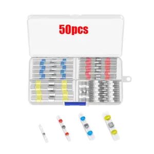 50pcs Heat Shrink Butt Connectors Kit Solder Seal Wire Connectors Insulated Waterproof Terminals Corrosion Splice Connectors
