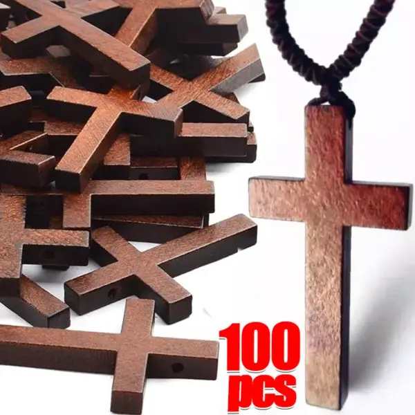 10/100pcs Fashion Punk Gothic Wood Cross Pendants Necklace for Women Cross Choker Y2k Hip Hop Necklace Chain Gifts