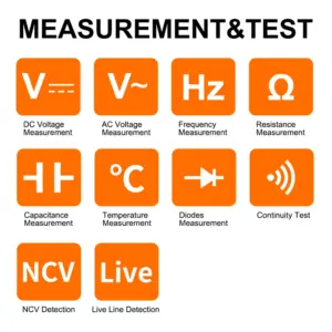 Multimeter With Flashlight Auto-ranging 6000 Counts Digital Multimeter Auto Power Off Buzzer Test Switch Compact Design