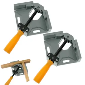 2Pcs Right Angle Clamp Aluminium Alloy Adjustable 90 Degree Corner Woodworking Clamp for Welding Framing Drilling Doweling