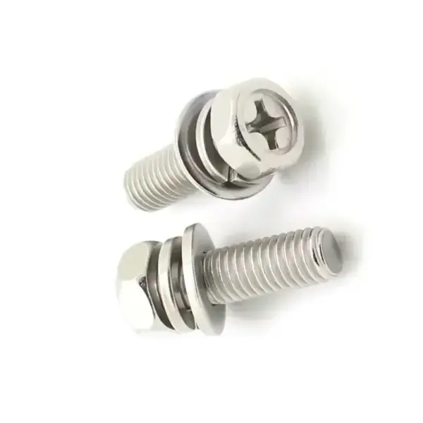 10pcs M6 M8 Hex Phillips Cross Head Bolt, Phillips Hexagon Screws Flat Spring Washers Set 316 Stainless Steel L=12-50mm