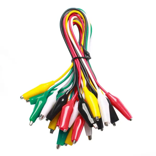 10-Piece 5-Color Test Lead Set with Alligator Clips, 20.5in 22AWG Copper Wire, Soldered & Stamped