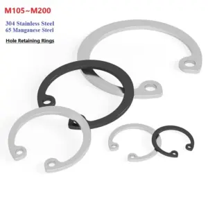 Hole Retaining Rings Internal Circlip Retaining Ring 304 Stainless Steel/65Manganese Steel M105~M200 C-clip Snap Ring Metric