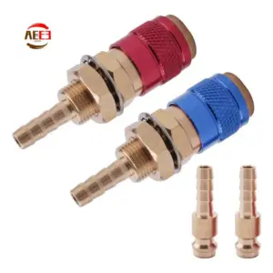 AEE3-2Pcs Water Cooled Air Cooled Gas Water Adapter Quick Connector Fitting For MIG TIG Welding Torch Plug, Blue+Red