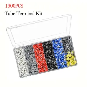 1900PCS Tubular Crimping Tube Terminal Kit Durable Wire Insulated Connectors Crimp Terminator Accessories for Electrical Wiring