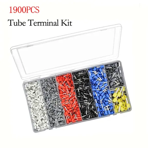 1900PCS Tubular Crimping Tube Terminal Kit Durable Wire Insulated Connectors Crimp Terminator Accessories for Electrical Wiring