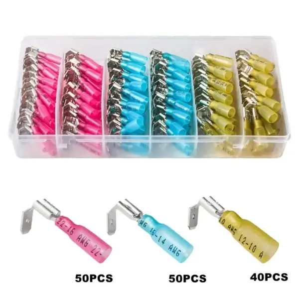 ELECTRAPICK 140pcs Piggy Back Spade Quick Splice Crimp Heat Shrink Waterproof Wire Insulated Terminals Connectors Boxed Kit
