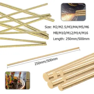 1pcs Brass Threaded Rod M2 M2.5 M3 M4 M5 M6 M8 M10 M12 M14 M16 x 250mm 500mm, Threaded Stud Bar, High Strength Bolt Threaded Rod