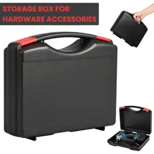 Small Hard Case Bag Portable Plastic Tool Storage Box with Dual Latch Shatterproof Hard Carrying Case for Household Workshop Car
