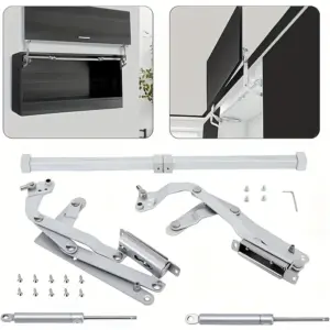 1 set Folding Lift-Desk Bracket with Pneumatic Buffer - Slide Support Hinge for Cabinets (Fits Widths 24"-36")