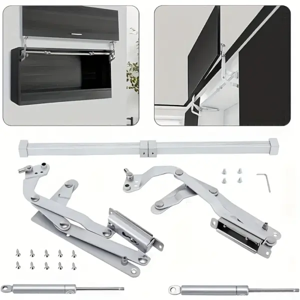 1 set Folding Lift-Desk Bracket with Pneumatic Buffer - Slide Support Hinge for Cabinets (Fits Widths 24"-36")